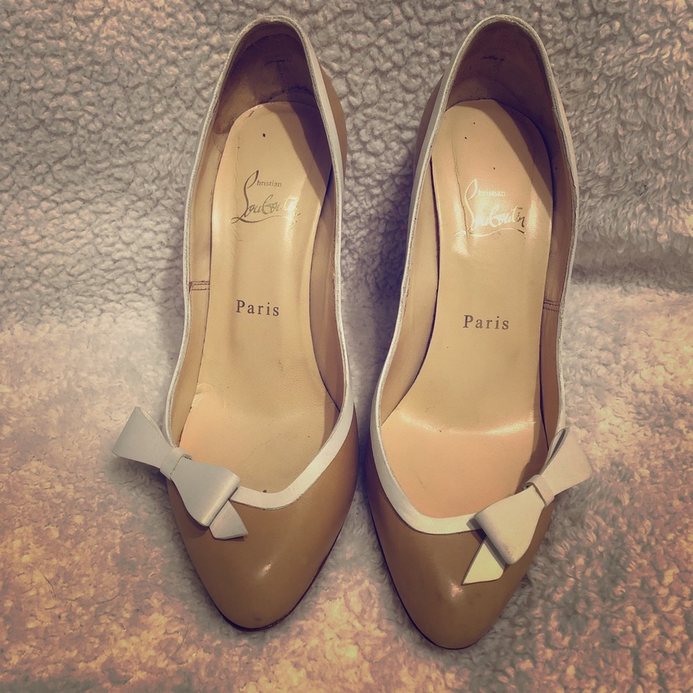 Christian Louboutin nude stiletto heel with bow